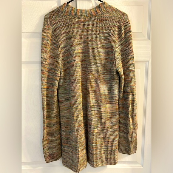 J. Crew Women’s Green Multicolor V-Neck Knit Sweater Sz. S Tall - Picture 2 of 5